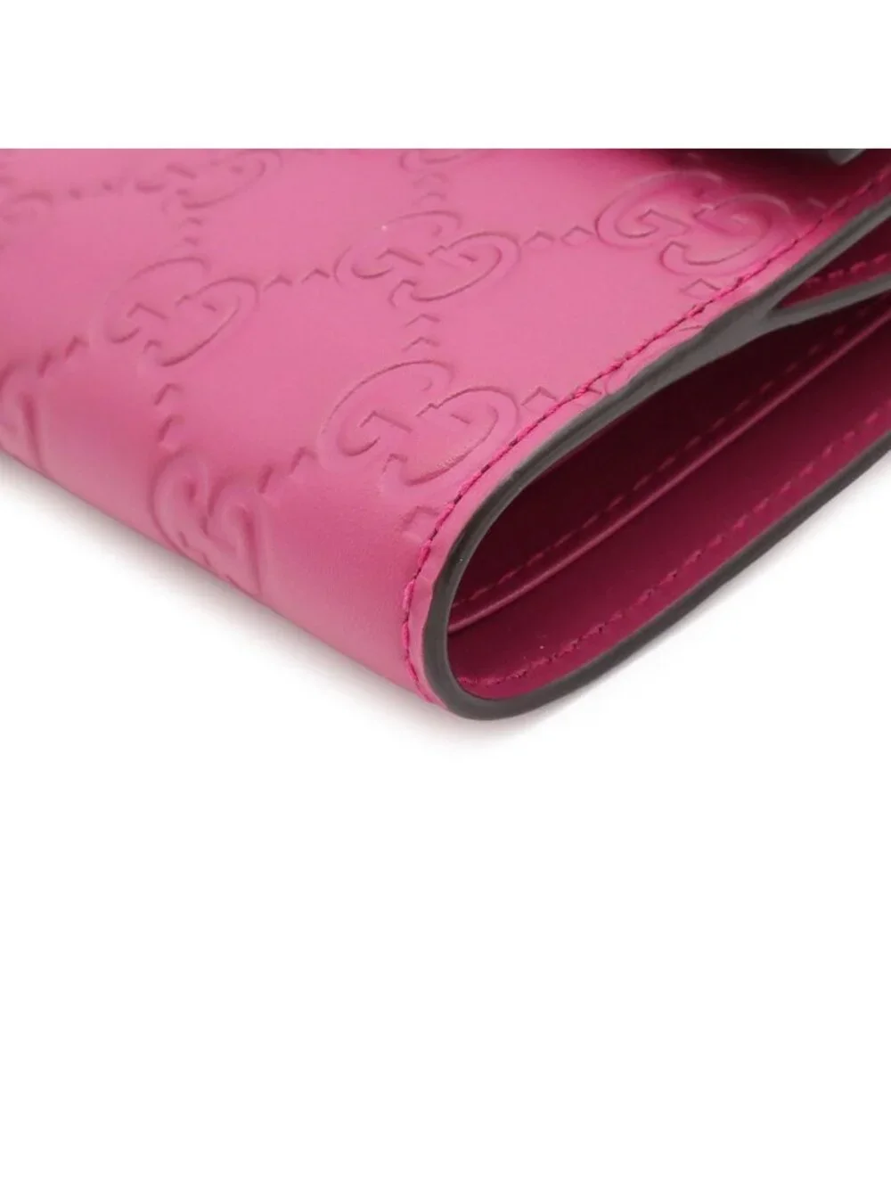Gucci Bowy Bowie Ribbon Motif Guccissima Snap Wallet Double Leather Purple Pink